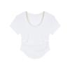 Women's Silm U-Neck Short-Sleeved Summer Pleating Tops T-shirt