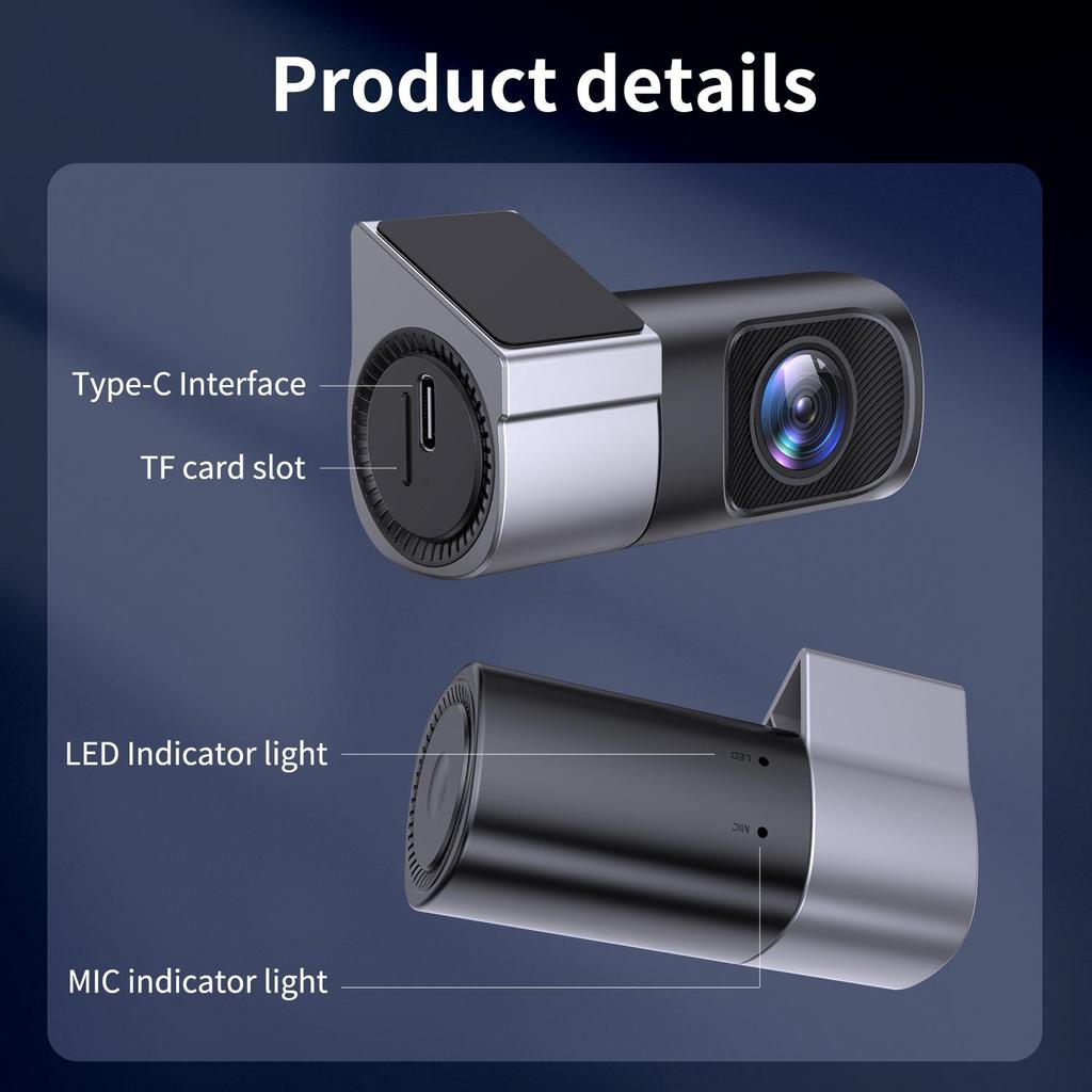 1080P Dashcam Mit Nachtsicht Mini Versteckte Dashcam 24-Stunden Parküberwachung Schleifenaufnahme G-Sensor App-Steuerung