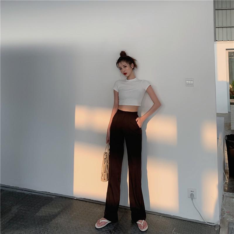 2021 Otoño Mujeres Coreanas Simple Casual Pantalones Altos Cintura Recta  Piernas Pantalones Mujeres Micro Pantalones Acampanados Pantalones Mopping  Moda Sólidos Pantalones Todo Partido comprar a buen precio — entrega  gratuita, reseñas reales