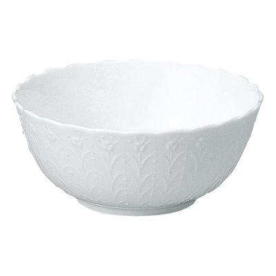 Silky White Salad Bowl, 14cm Diameter, White, Cute Relief Design, Microwaveable, Dishwasher Safe, 9968-3443P
