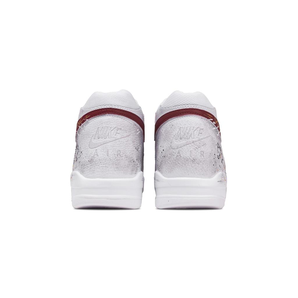 Nike Flight Legacy Silver Horse Golden Mane Abrasion Resistant Mid Top Vintage Basketball Shoes Men's White Silver Red BQ4212-101(Team864-)