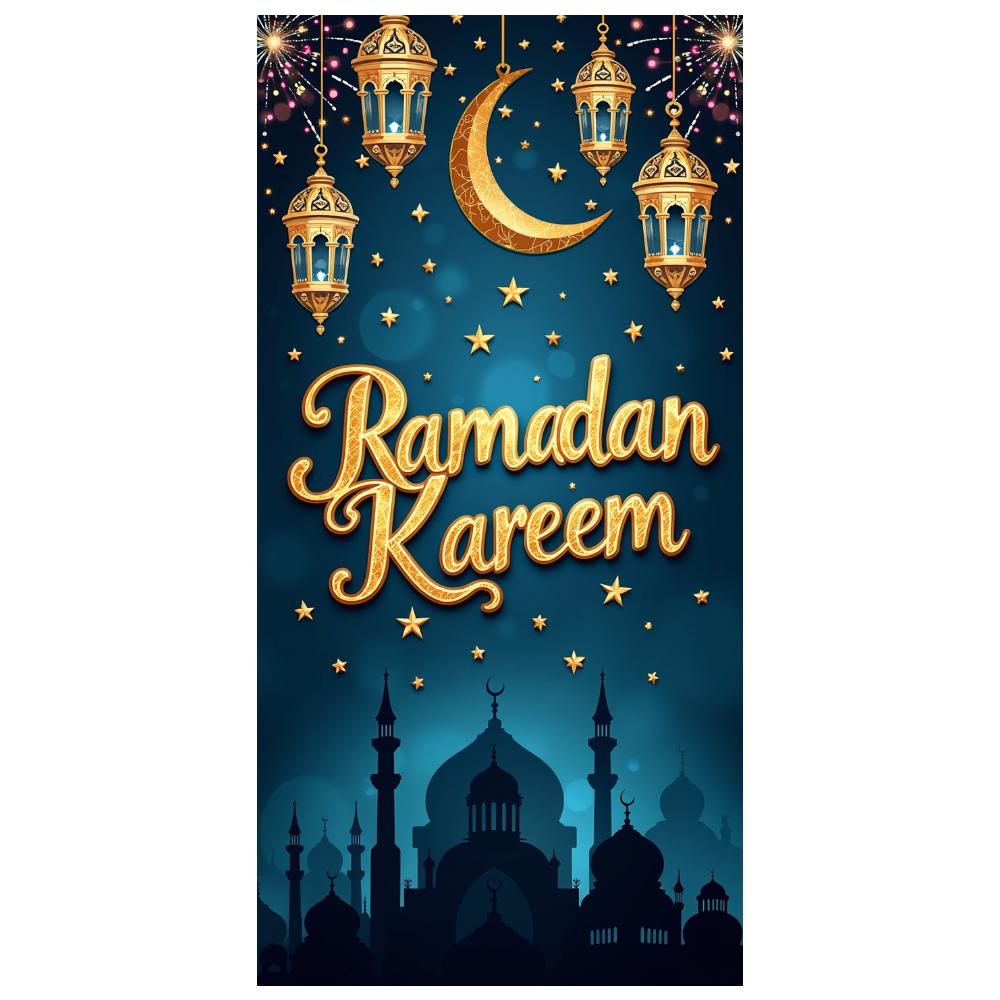 Banner Size Decorations Photo Booth Stars Lanterns For Celebration Ramadan Gathering