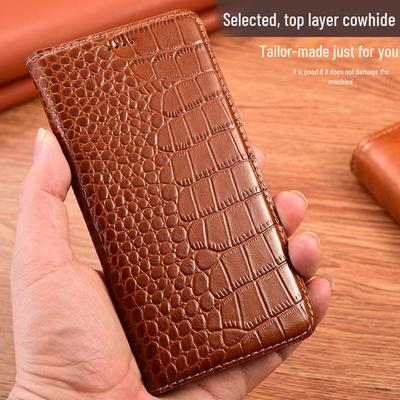 Klapphülle aus echtem Leder für Xiaomi Redmi 13C/13R/12C/11A/A1 zum Schutz vor Stürzen.