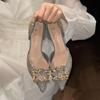 Fashion African Woman Shoe Sexy Heels All-Match Pointed Pumps Burgundy Crystal Crossdressers Summer Fine Slimming Closed Beige Retro Toe