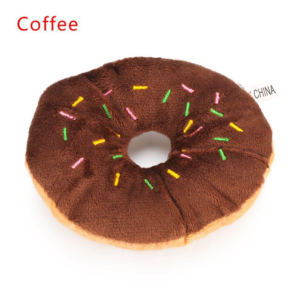 Donut Puppy Chew Toys Dogs Bite Interactive Stuffed Sound Squeaky Toy Pet Supplies
