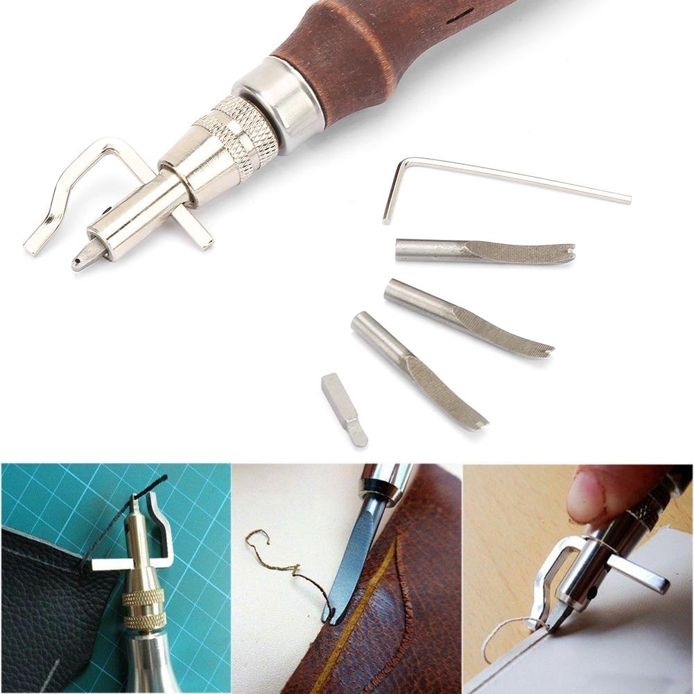 7 In 1 Multifunction Edge Beveller Groover Handle Leather Creaser Edge Trimming Tool