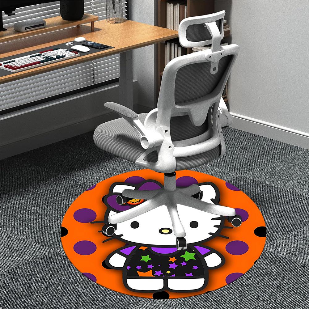 

1pc Hello Kitty Chair Carpet for Office, Indoor Non Slip Washable Polyester Fiber Carpet, Mat For Office, Machine Washable 80cm