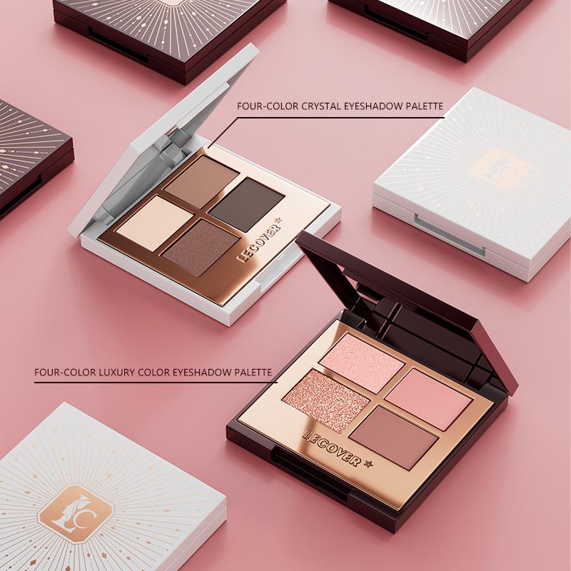 LECOVER Four-Color Eyeshadow Palette: Matte, Pearl, Fine Shimmer & Super Flash Highlights for European and American Styles