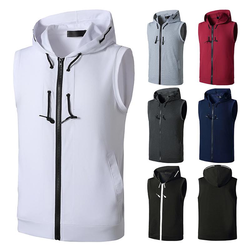 Men's Summer 2021 Fitness Hooded Vest - Casual Sleeveless T-shirt for Europe & America