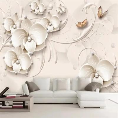 Tapeta 3d Luxury Golden Flower Šperky Nástěnná malba Obývací pokoj Ložnice Tapety na tapety Home Decor