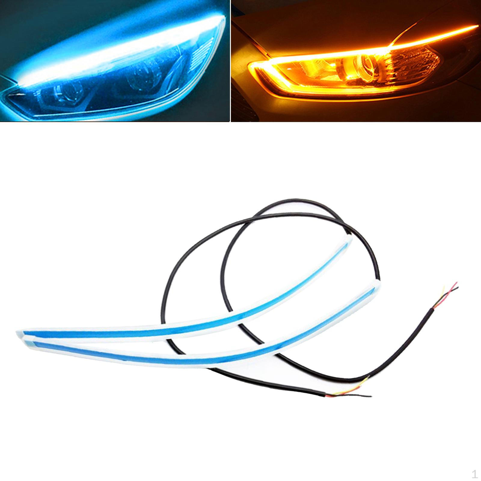 

2 светодиодных дневных ходовых огня для автомобиля 12 В, двухцветные, простые в установке, универсальные I B To Y 60cm