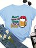 Christmas Best for A Beer Print T Shirt Women Short Sleeve O Neck Loose Tshirt Women Causal Tee Shirt Tops Camisetas Mujer