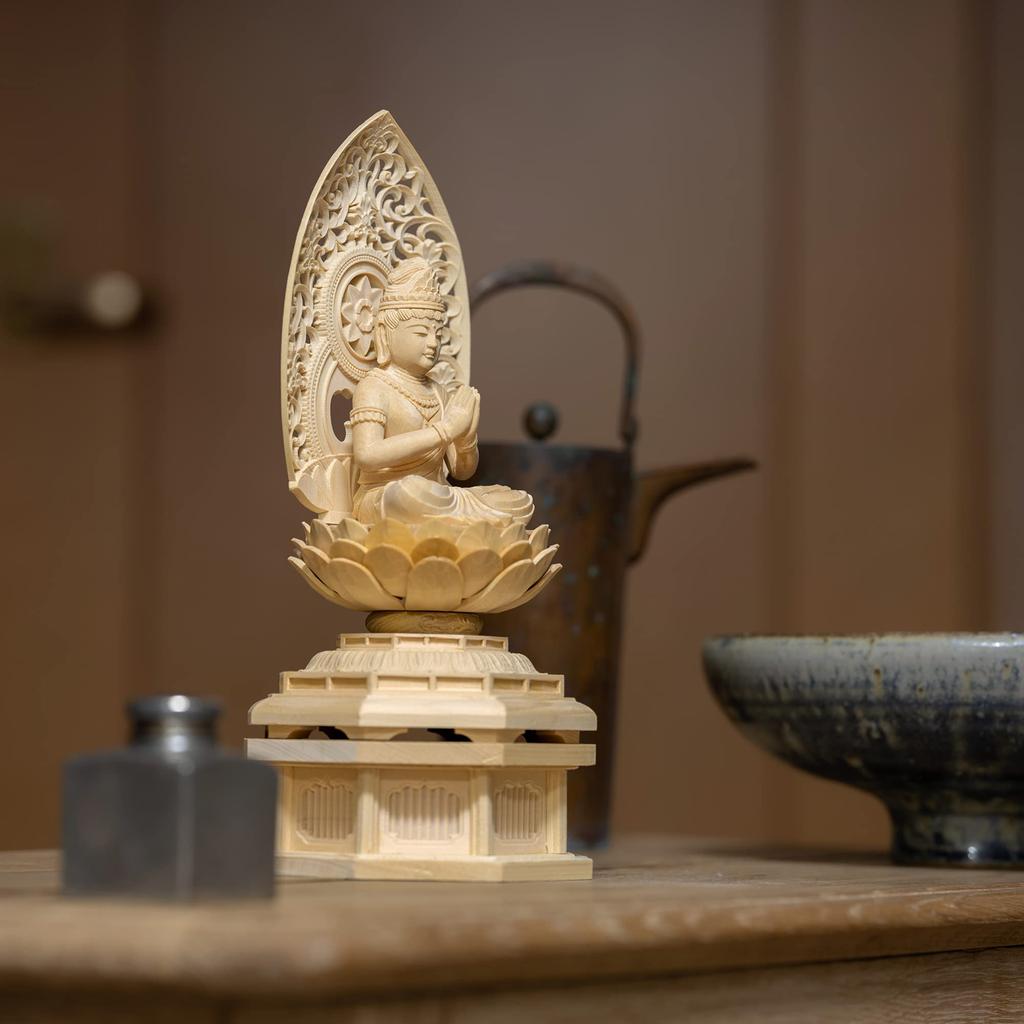 Wooden Buddha Seishi seated Guardian deity of the zodiac for those born in the year of the horse Bosatsu statue, Bosatsu, figure, 22.5cm (wooden