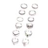 Vintage Zirkon-Ring-Set, 12-teilig, weiß