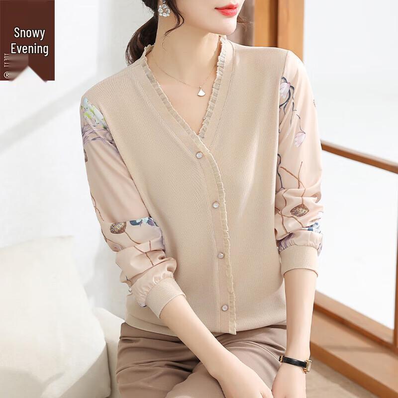 

XUEXI Women s Stylish Thin Chiffon Blouse for Middle-Aged Moms 2XL