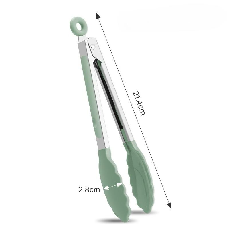 Lebensmittelzange Clip Silikon BBQ-Zange Salatzange Antihaft-Grillzange Klemme Edelstahl Werkzeuge Gadgets