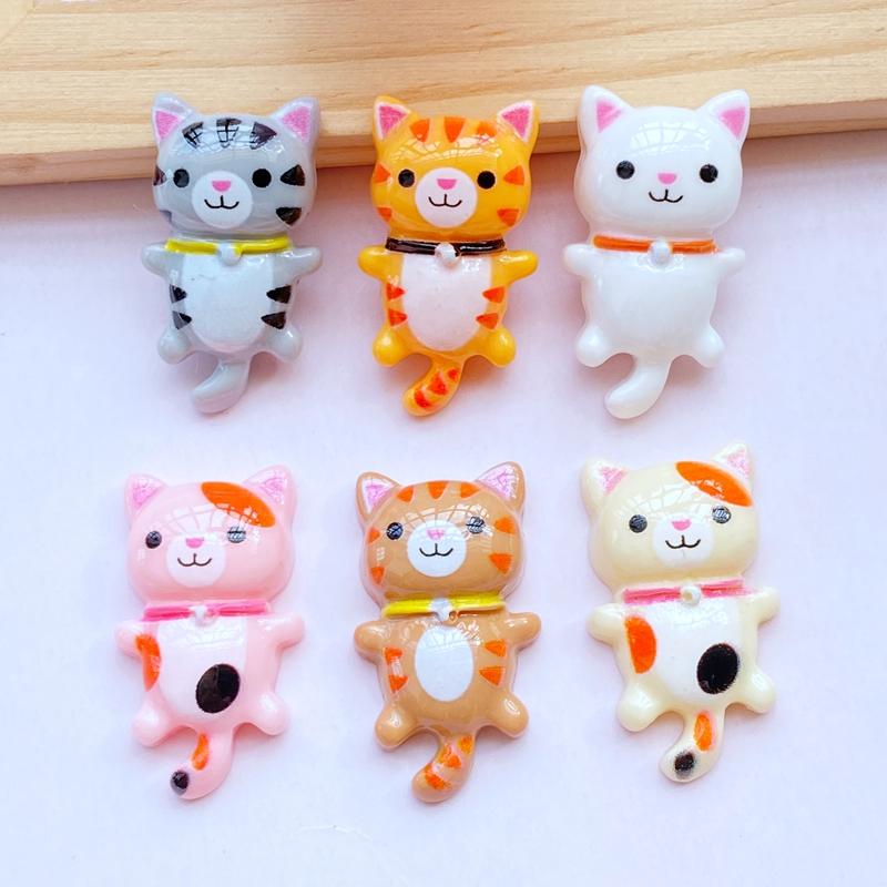 12Pcs New Cute Little Cat Series Flat Back Cabochon Scrapbooking Hair Bow Center Embellishments DIY Accessories
