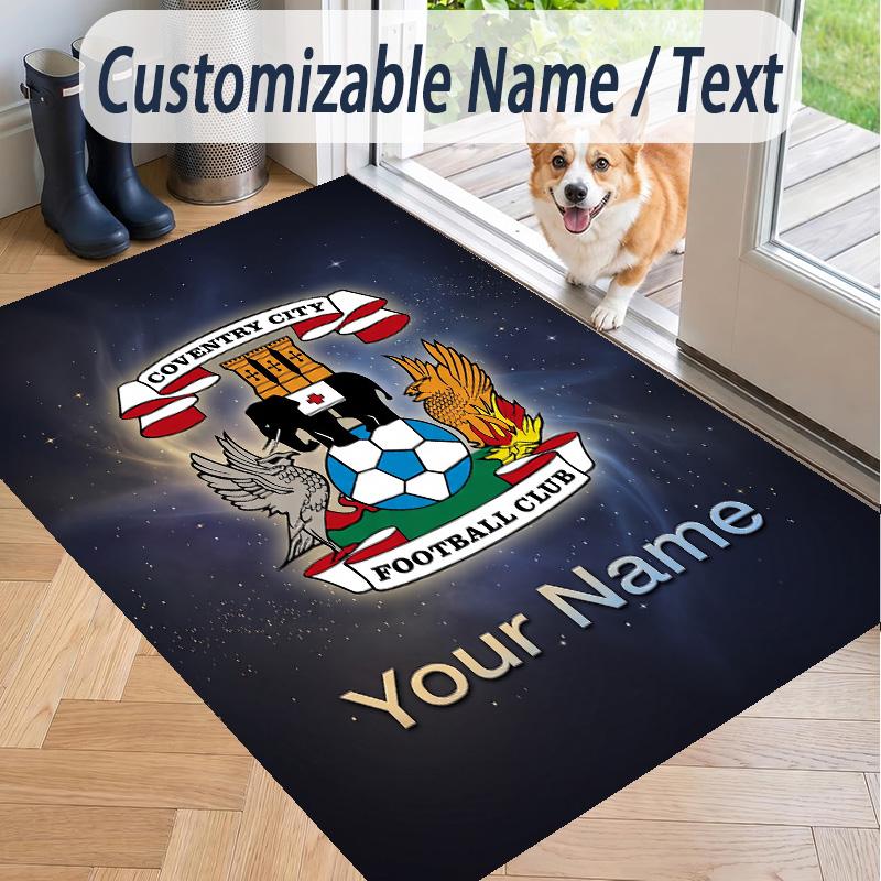 Custom Text Printed Rug Coventry City FC Non Slip Floor Carpet For Home Room Decor