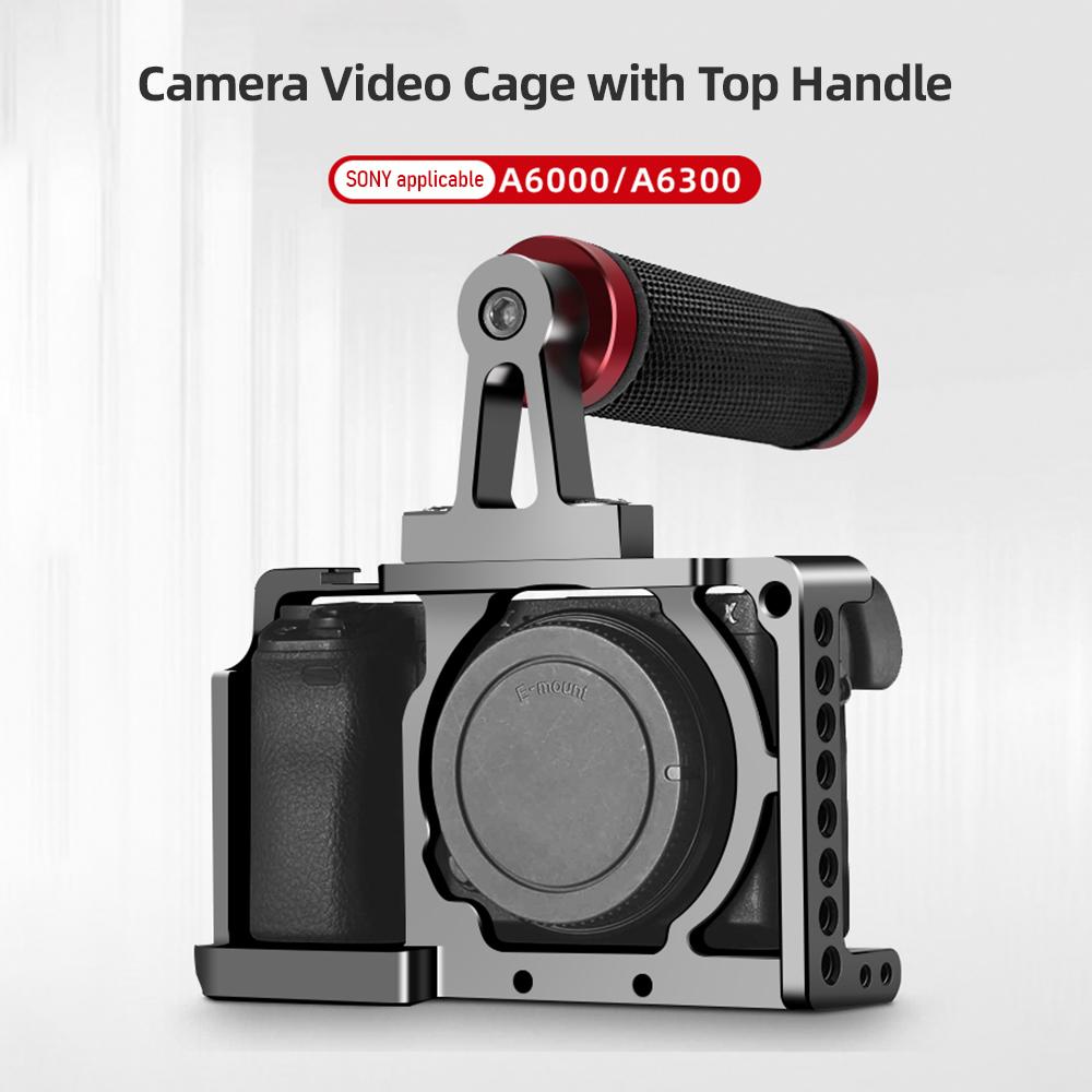 Kamerabur Aluminiumlegering Kameravideobur med Topphandtag Blixtskofäste 1/4 tum & 3/8 tum