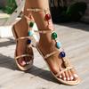 Fashion Fashion Solid Color Buckle Decorated Open Toe Women's Sandals 2025 Summer Flat Soles and Comfortable Outer Wear Shoes Zapatos