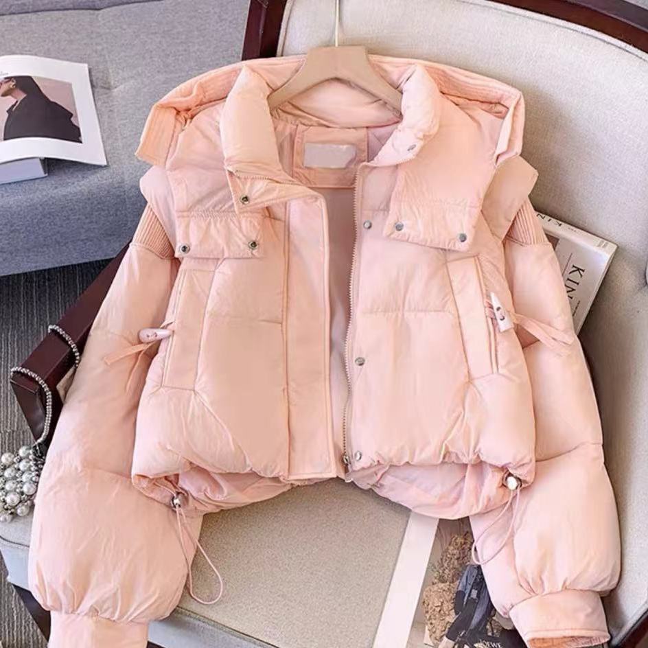 Women Casual Winter Cotton Coat Korean Style Loose Thickened Simple Fashion Jacket