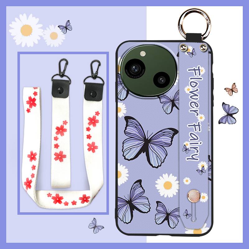 Wrist Strap Waterproof Phone Case For Sharp Aquos R9/SH-51E Oil Painting Anti-knock Ring Durable Kickstand Soft case