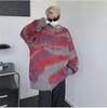 Men's Striped Mink Velvet Sweater: Trendy Japanese Style, Youthful Round Neck Pullover for Autumn and Winter.