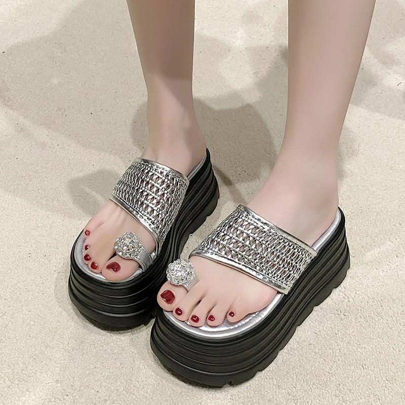 8CM Women Casual Wedge Beach Slippers New Summer Non Slip Platform Sandals Woman Open Toe Comfortable Female Clip Toe Flip Flops