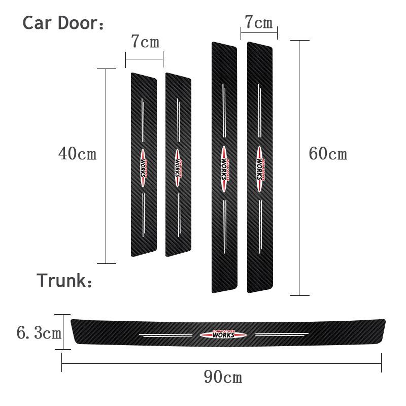 Carbon Fibre Car Threshold Stickers For BMW Mini Cooper One JCW WORKS F55 F56 F57 Car Door Trunk Decorative Sticker Car Styling Qclyn77