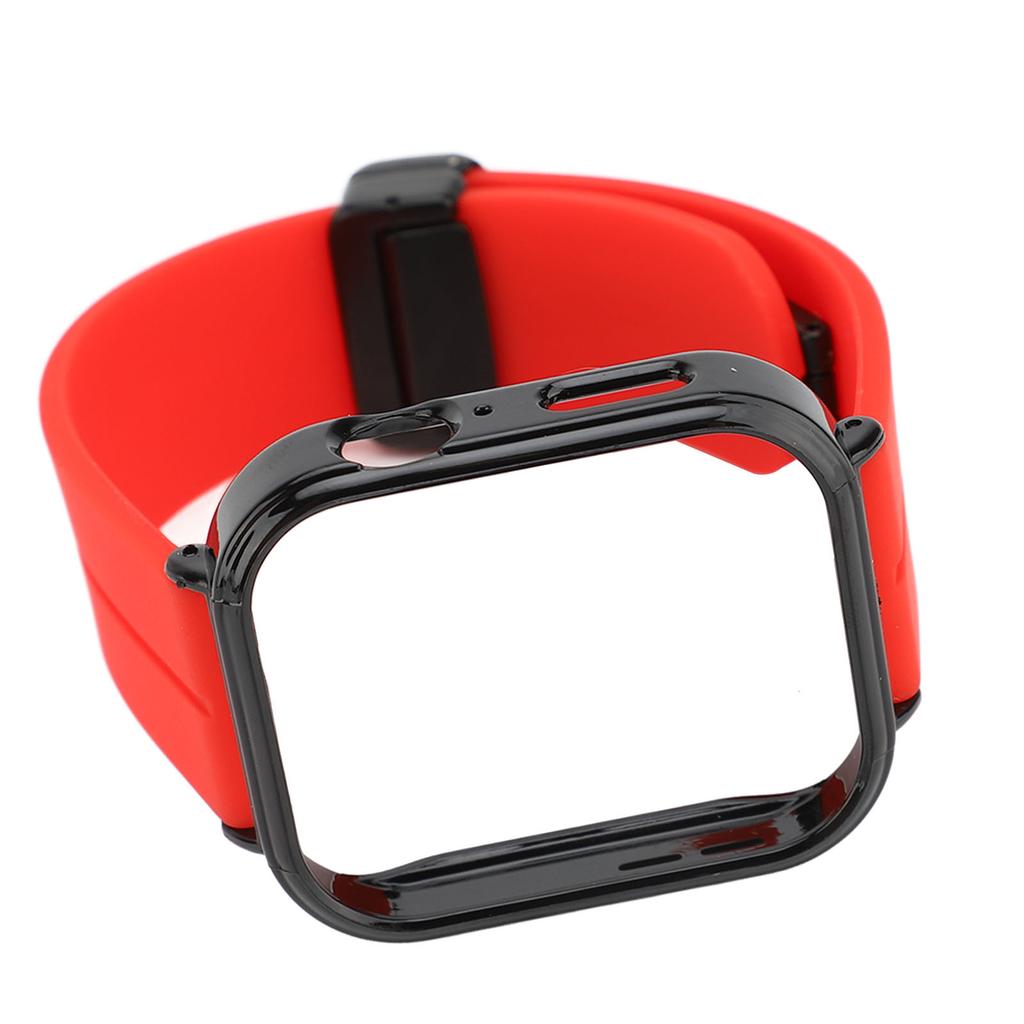 Silicone Magnetic Watch Band with Black Bumper Case for Watch Fit 3 Quick Release Folding Magnetic Buckle Watch Strap