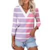Women's Casual Fashion Sexy Comfortable V-neck Splicing Geometric Pattern Three-quarter Sleeve Top