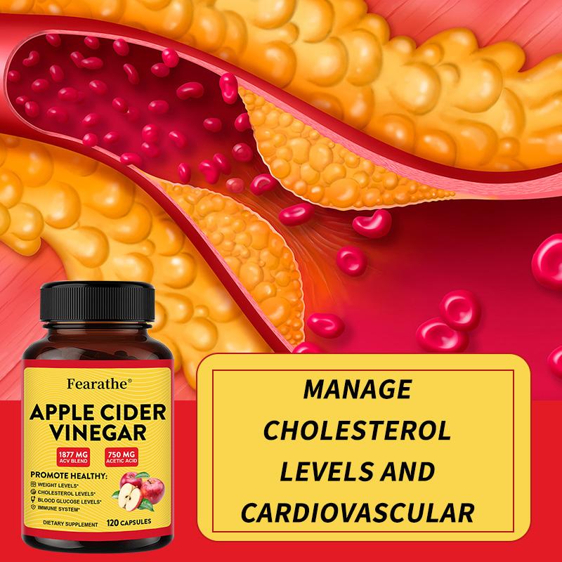 Apple Cider Vinegar 120 Capsules Extra Strength ACV Supplement with Vitamin D3