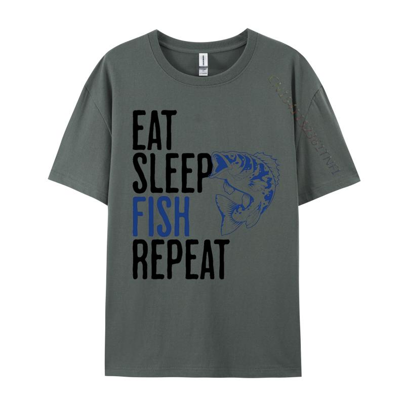 Eat Sleep Fish Repeat Tshirt Fashionable Men Tops T Shirt Rife T Shirts Graphic T Shirts 100 Cotton Black 3XL