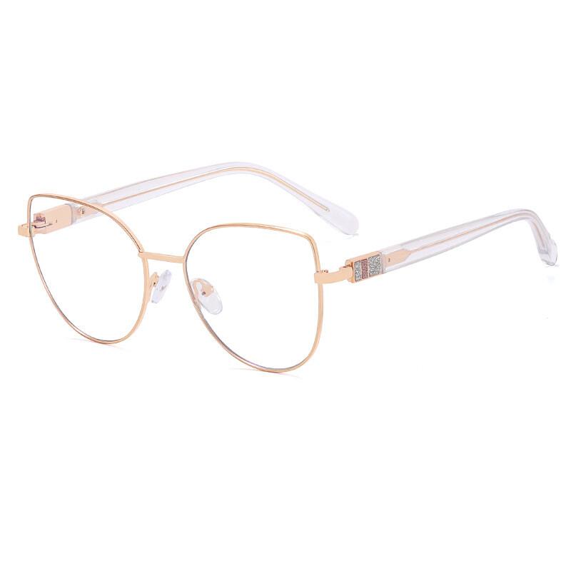 

Classical Blue Lightweight Blocking Female Cat Eye Eyeglasses Frames Stylish Metal Spring Hinge Eyewear Optical Prescription Reading Eyeglasses 0