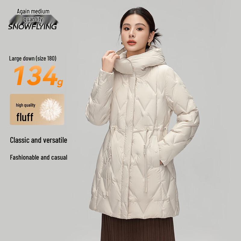 Xuezf Women's Mid-Length Hooded Duck Down Jacket