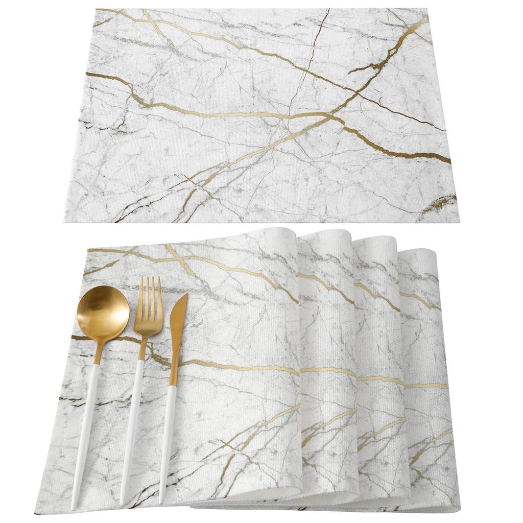 1pcs Placemats Marble Pattern Table Mats for Dining Table Kitchen Accessories Modern Home Decor Linen Tableware Pads Coaster