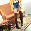 2025 Plus Size Low-Heel Long Loafers Super Thick Warm Winter Plush Over-The-Knee Boots Women's Long Boots With Belt Buckle 2025
