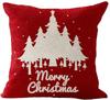 Red Plaid Sofa Linen Christmas Pillow Cover Reindeer Snowflake Home Cushion Cover