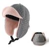 Women Retro Lamb Fleece Plush Earflap Hat Large Head Size Warm Riding Cap