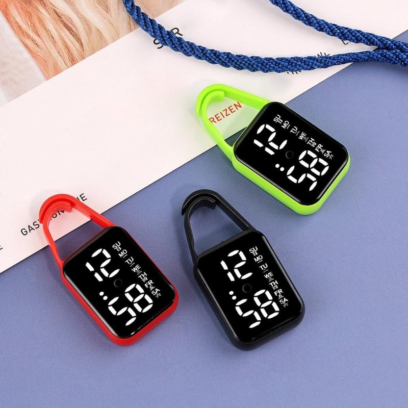 Led Electronic Hanging Watch Night Light Waterproof Touch Digital Watch for Women Men Gift Keychain Pocket Watch