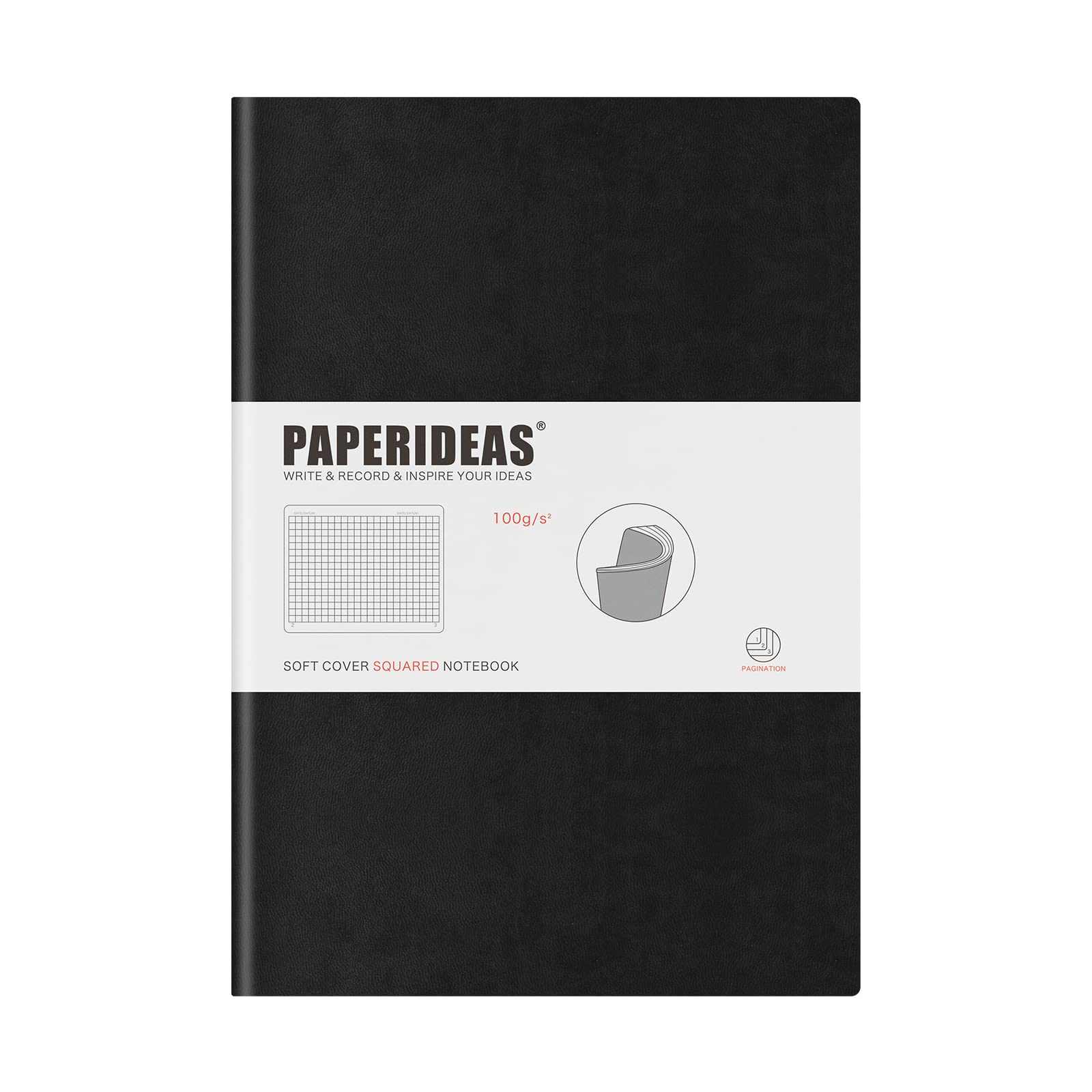 

PAPERIDEAS Soft Cover Notebook, B5, (Grid, Black) чёрный