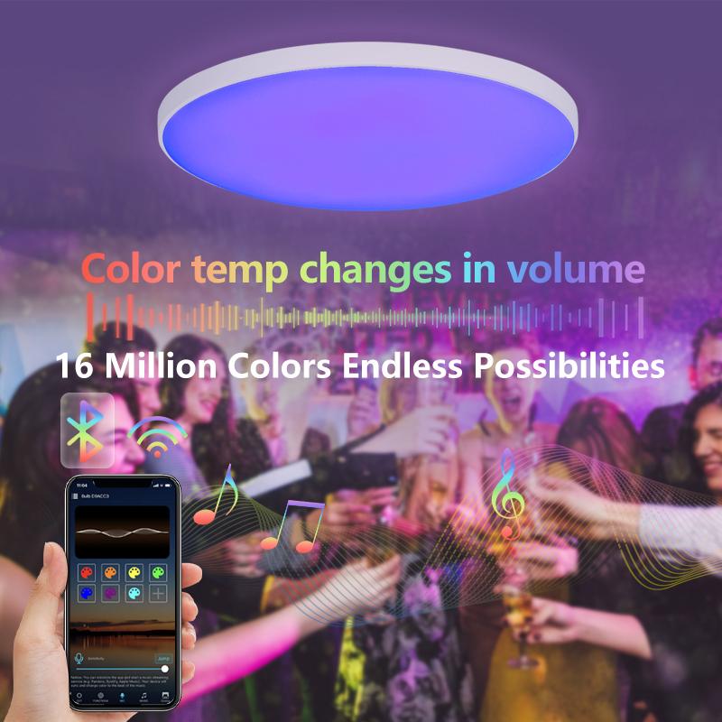 MARPOU RGB Smart Ceiling Light With App Voice Control Alexa/Google Remote Control 220V 30W 48W Smart Lamp Led Lights for Room
