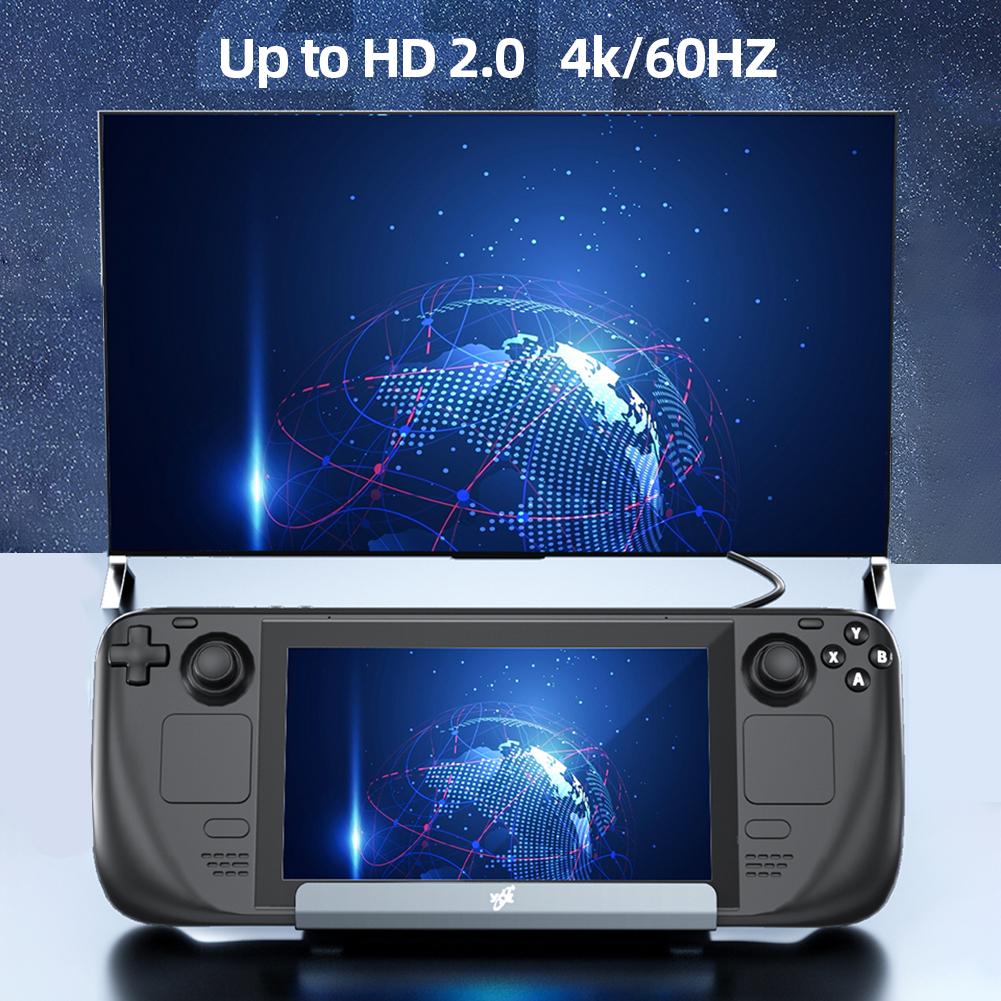 For Steam Deck Dock Station 6/7/8 In 1 USB 3.0 HD 4K@60Hz RJ45 Gigabit Ethernet USB-C PD100W for ROG Ally Game Console HUB Dock