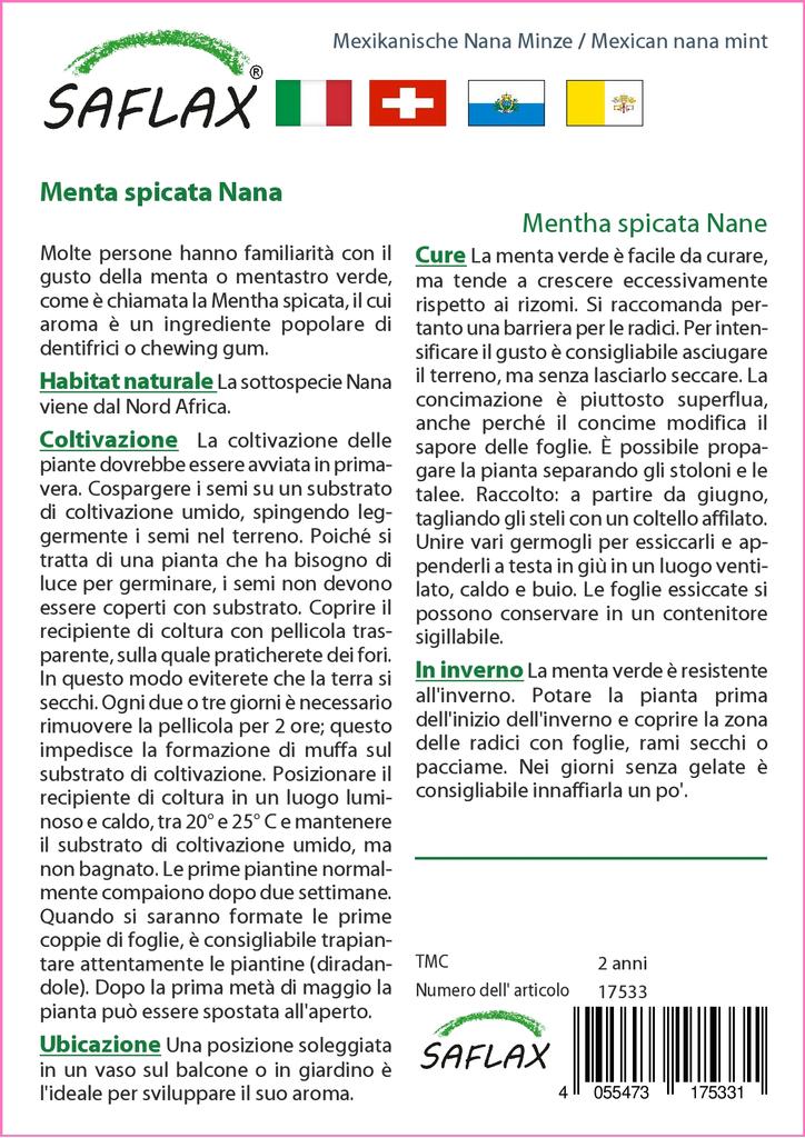 SAFLAX Garden In the Bag - Mexican Nana Mint - 500 Seeds - With Substrate In a Fitting Stand Up Bag - Mentha Spicata