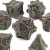 7 Pcs GreenTree Stump Root Metal Dice Solid Metal Polyhedral Dice Set Suitable for Role-Playing RPG  Board Game Card Game