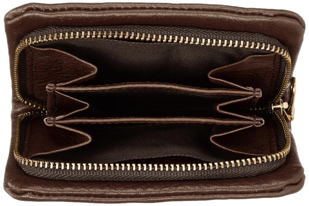 Lee Coin Premium Italian Soft Round Dark Brown Purse, Leather, Zipper,