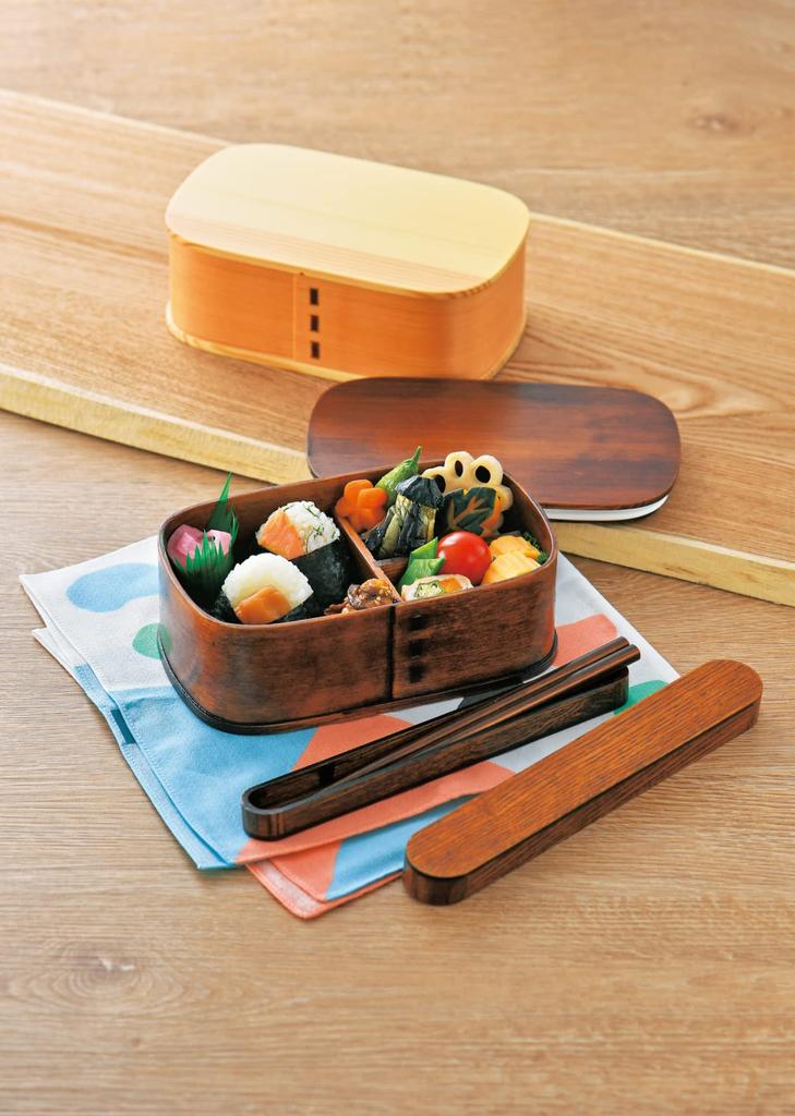 Tatsumiya Wooden Bento Box with H6 30313 Gasket, Natural, Size Approx. W17.7 D10.8