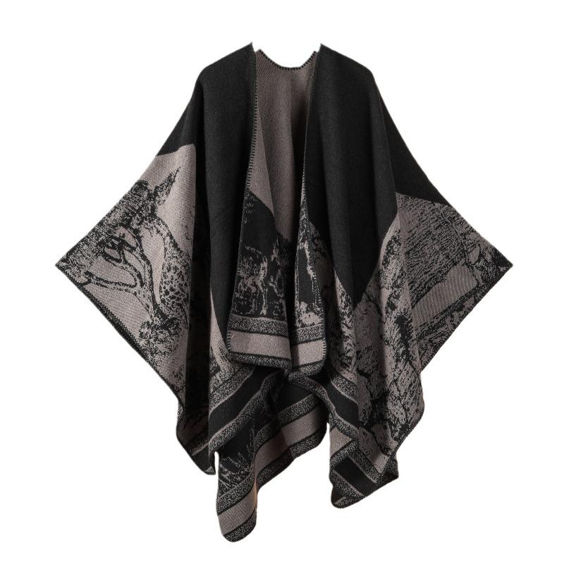 Simple and High-end Shawl Grassland Yunnan Shawl Cape with Cape Imitation Cashmere Scarf
