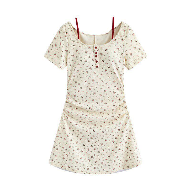 

Jumpsuit Giant Deer Rose Morning Dew Skirt Summer M Fake Two-Piece Off-White Short Style M