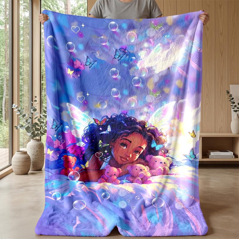 Fairy Dreams with Butterflies Theme Blanket Lightweight Warm Flannel Blanket Decorative Throw Blanket for Home Decoration
